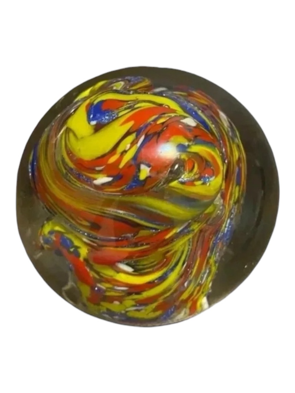 Vintage Multicolored Swirled Office Desk Paperweight Glass Retro Art